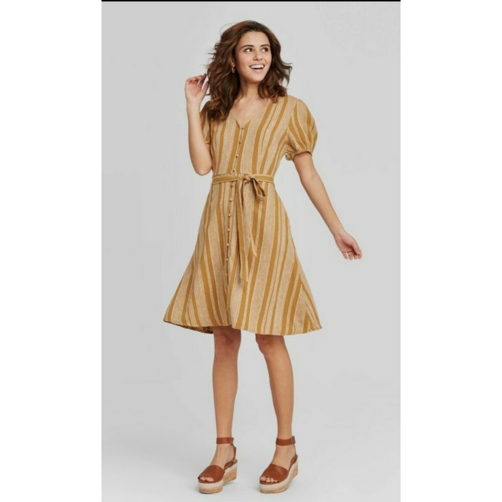 Universal Thread striped button front tie waist
